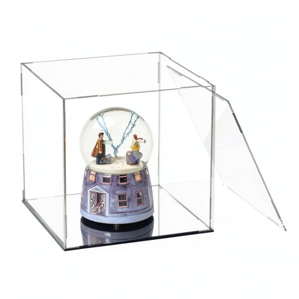 uxcell Acrylic Display Box Cube Table Mount Clear 11.8x5.9x11.8in with-5