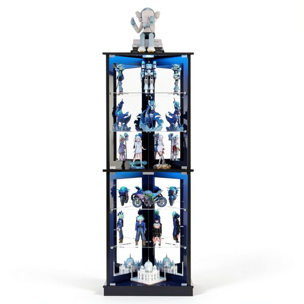 Lamtor LED Display Cabinet Black Floor Mount Glass-8
