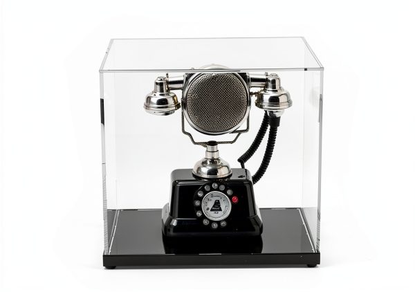 LANSCOERY Black Acrylic Display Case with LED Light 13.8x11.8x24in-4