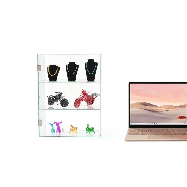 Acrylic Display Case BSRTOP Lockable Countertop with 3 Shelves-4