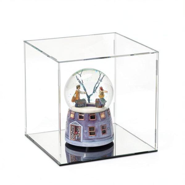 uxcell Acrylic Display Box Cube Table Mount Clear 11.8x5.9x11.8in with-4