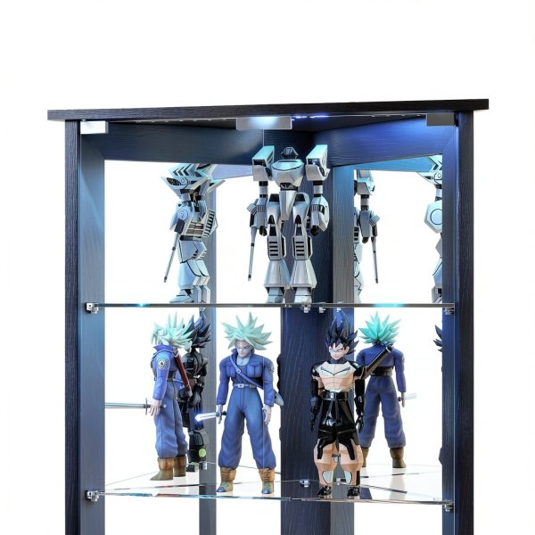 Lamtor LED Display Cabinet Black Floor Mount Glass-3