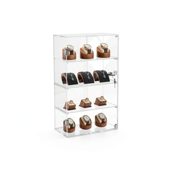 Acrylic Display Case Choowin Lockable Countertop 4 Shelf 12x6x19-3