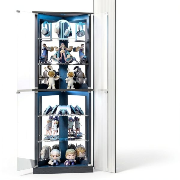 Lamtor LED Display Cabinet Black Floor Mount Glass-7