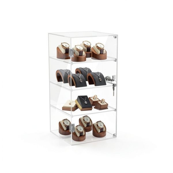 Acrylic Display Case Choowin Lockable Clear Countertop 9x9x19 inch-3