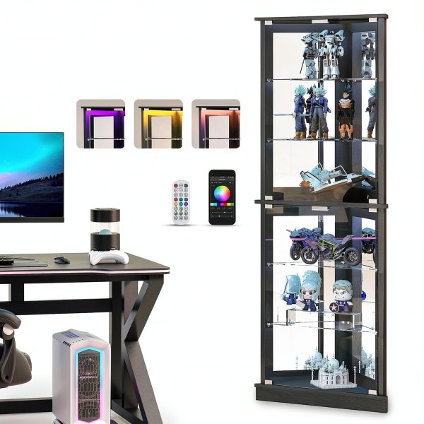 Lamtor LED Display Cabinet Black Floor Mount Glass-2