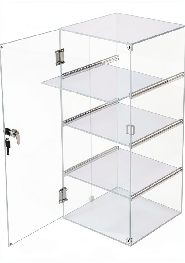 Acrylic Display Case Choowin Lockable Clear Countertop 9x9x19 inch-0