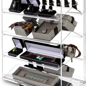 Acrylic Eyewear Display Case MOOCA 4‑Tier Tabletop with 360° Rotation-0