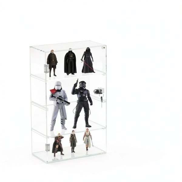 Acrylic Display Case Choowin Lockable Countertop 4 Shelf 12x6x19-5