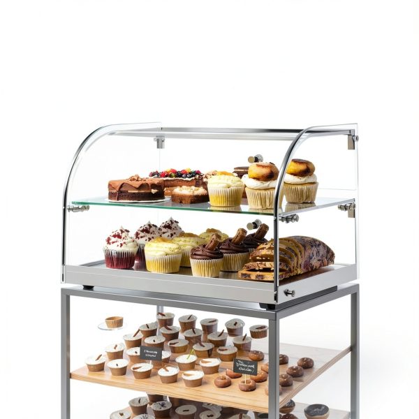 Bakery Display Case Malphi 2 Tier Tempered Glass Stainless Steel Base-2