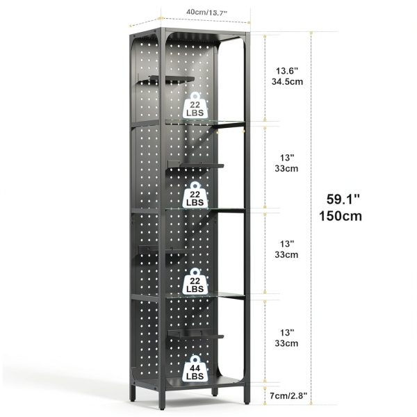 Saudism Black Glass Display Shelf with RGB LED Light Small-1