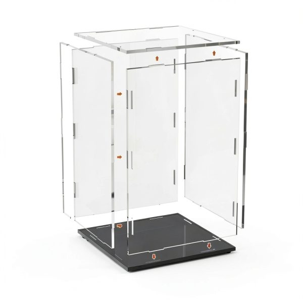 LANSCOERY Black Acrylic Display Case with LED Light 13.8x11.8x24in-3