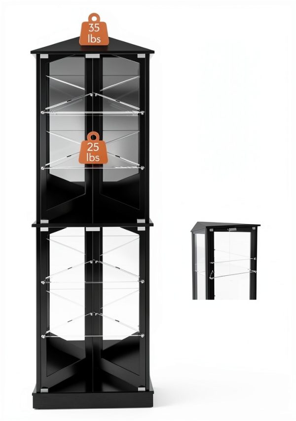 Lamtor LED Display Cabinet Black Floor Mount Glass-1