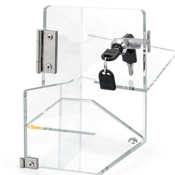 Acrylic Display Case BSRTOP Lockable Countertop with 3 Shelves-2