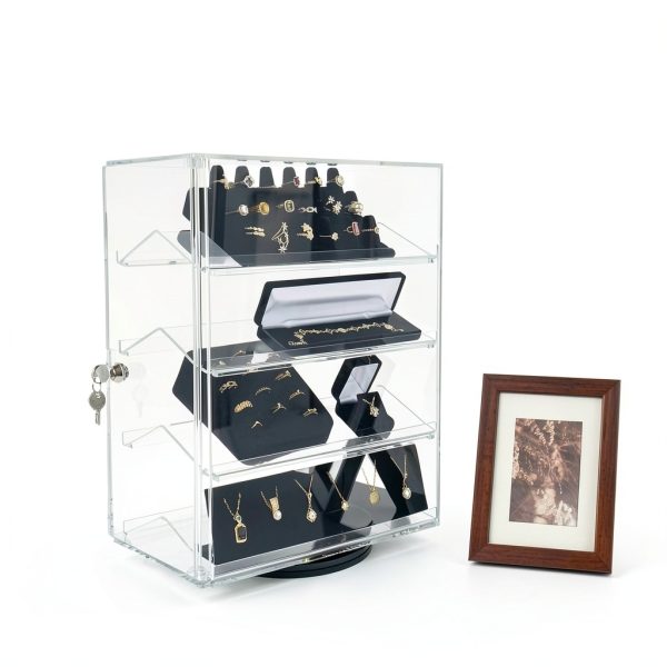 Acrylic Eyewear Display Case MOOCA 4‑Tier Tabletop with 360° Rotation-8