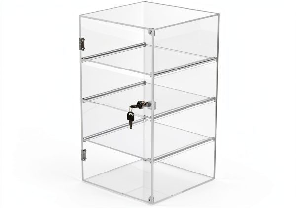 Acrylic Display Case Choowin Lockable Clear Countertop 9x9x19 inch-1