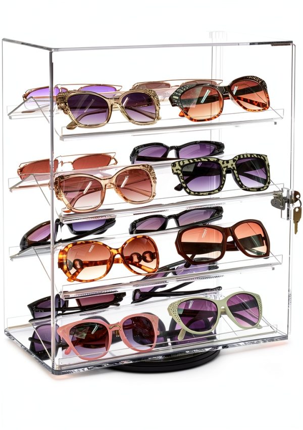 Acrylic Eyewear Display Case MOOCA 4‑Tier Tabletop with 360° Rotation-5