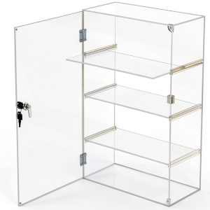Acrylic Display Case Choowin Lockable Countertop 4 Shelf 12x6x19-0