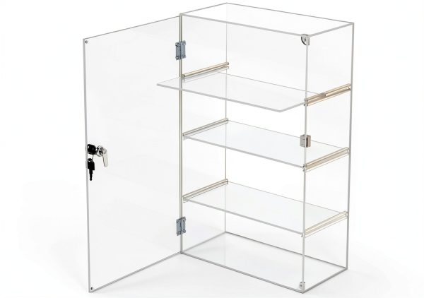 Acrylic Display Case Choowin Lockable Countertop 4 Shelf 12x6x19-0