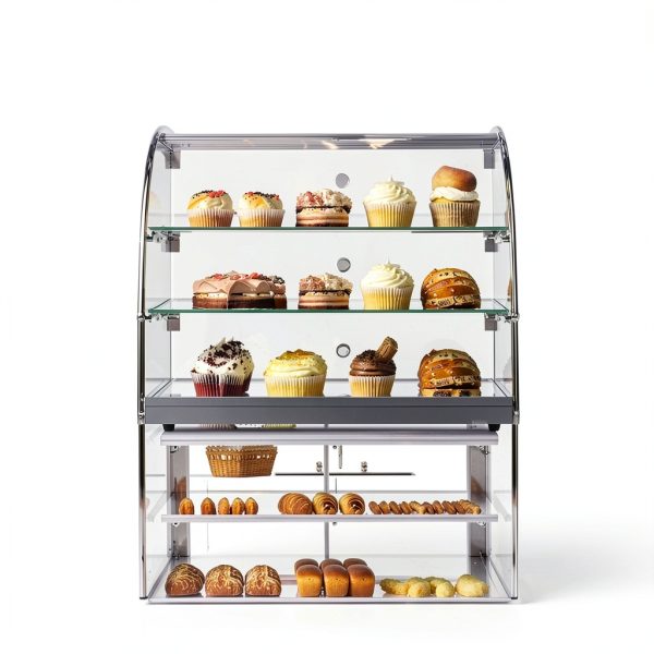 Bakery Display Case Malphi 2 Tier Tempered Glass Stainless Steel Base-1