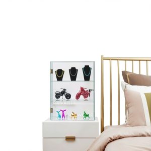 Acrylic Display Case BSRTOP Lockable Countertop with 3 Shelves-0