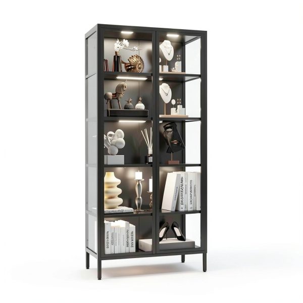 71 H Display Cabinet Eltean Glass Case 5 Tiers Sensor Light-3
