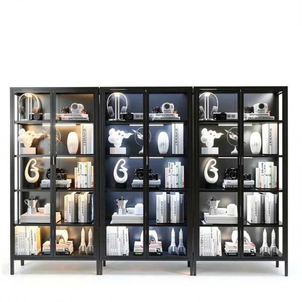 71 H Display Cabinet Eltean Glass Case 5 Tiers Sensor Light-2