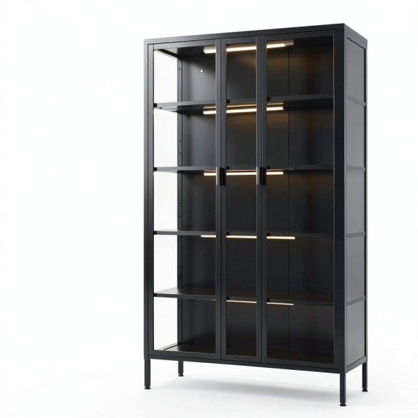 71 H Display Cabinet Eltean Glass Case 5 Tiers Sensor Light-1