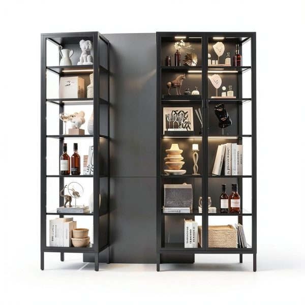 71 H Display Cabinet Eltean Glass Case 5 Tiers Sensor Light-7
