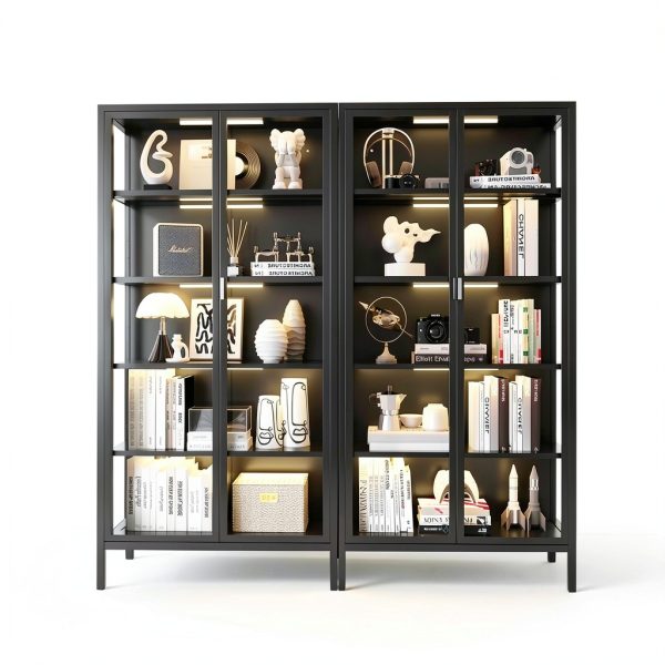 71 H Display Cabinet Eltean Glass Case 5 Tiers Sensor Light-6