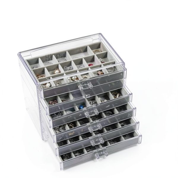 Rock Display Case, 5 Layer 90 Grid Rock Collection Display Case Velvet Acrylic Clear Displays Cases Organizer for Collectibles Crystal Gemstone Fossil Stone-6