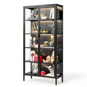 71 H Display Cabinet Eltean Glass Case 5 Tiers Sensor Light-0