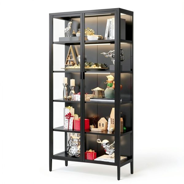71 H Display Cabinet Eltean Glass Case 5 Tiers Sensor Light-0
