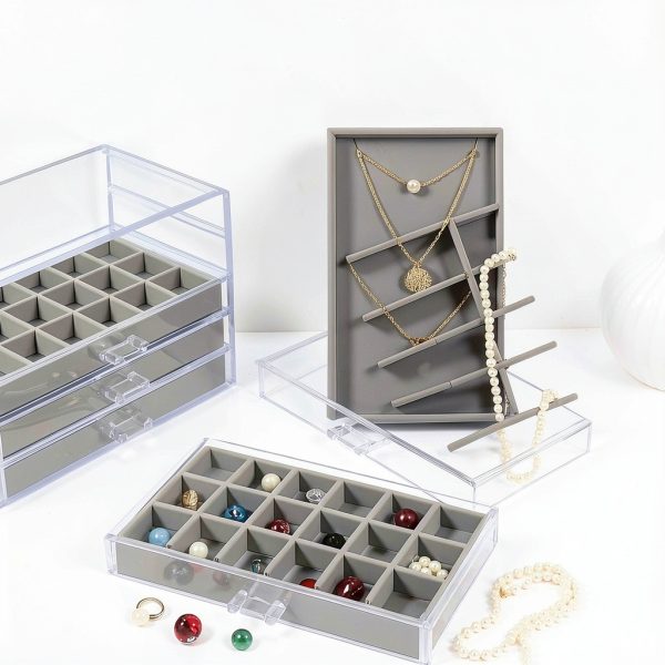 Rock Display Case, 5 Layer 90 Grid Rock Collection Display Case Velvet Acrylic Clear Displays Cases Organizer for Collectibles Crystal Gemstone Fossil Stone-3