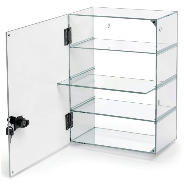 Acrylic Display Case Acfunique 4-Tier Locking Cabinet 11.8x5.9x15.7in-0