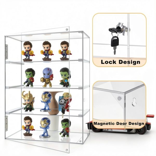 Acrylic Display Case Acfunique 4-Tier Locking Cabinet 11.8x5.9x15.7in-2