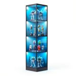 Corner Display Cabinet BROTTAR 4‑Tier Curio LED Light Black 15.7"-0